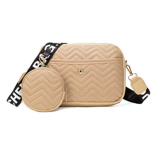 Bag It Women's Khaki Checkered Crossbody Shoulder Bag