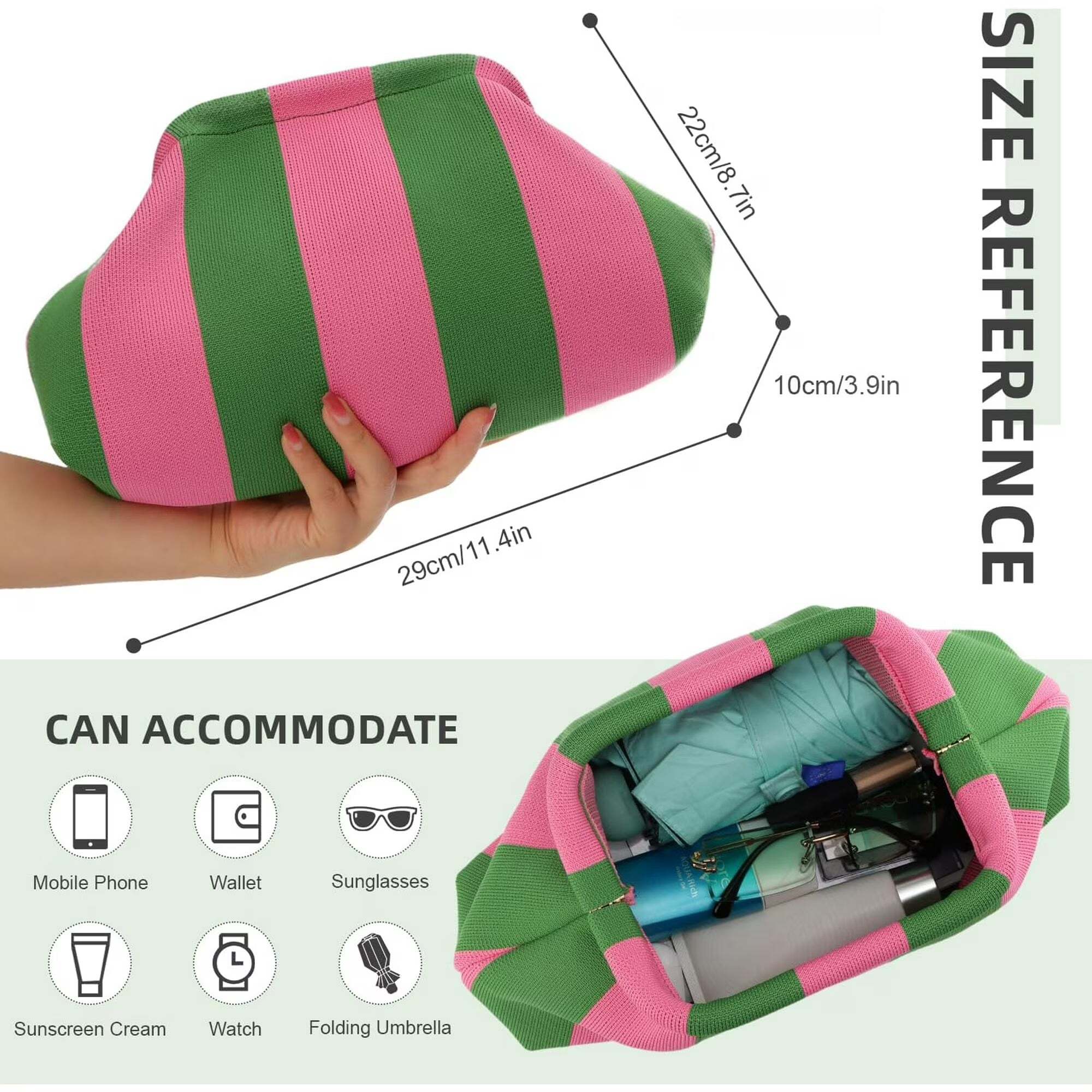 Bag It Summer Woven Crochet Dumpling Clutch Bag for Women - Green