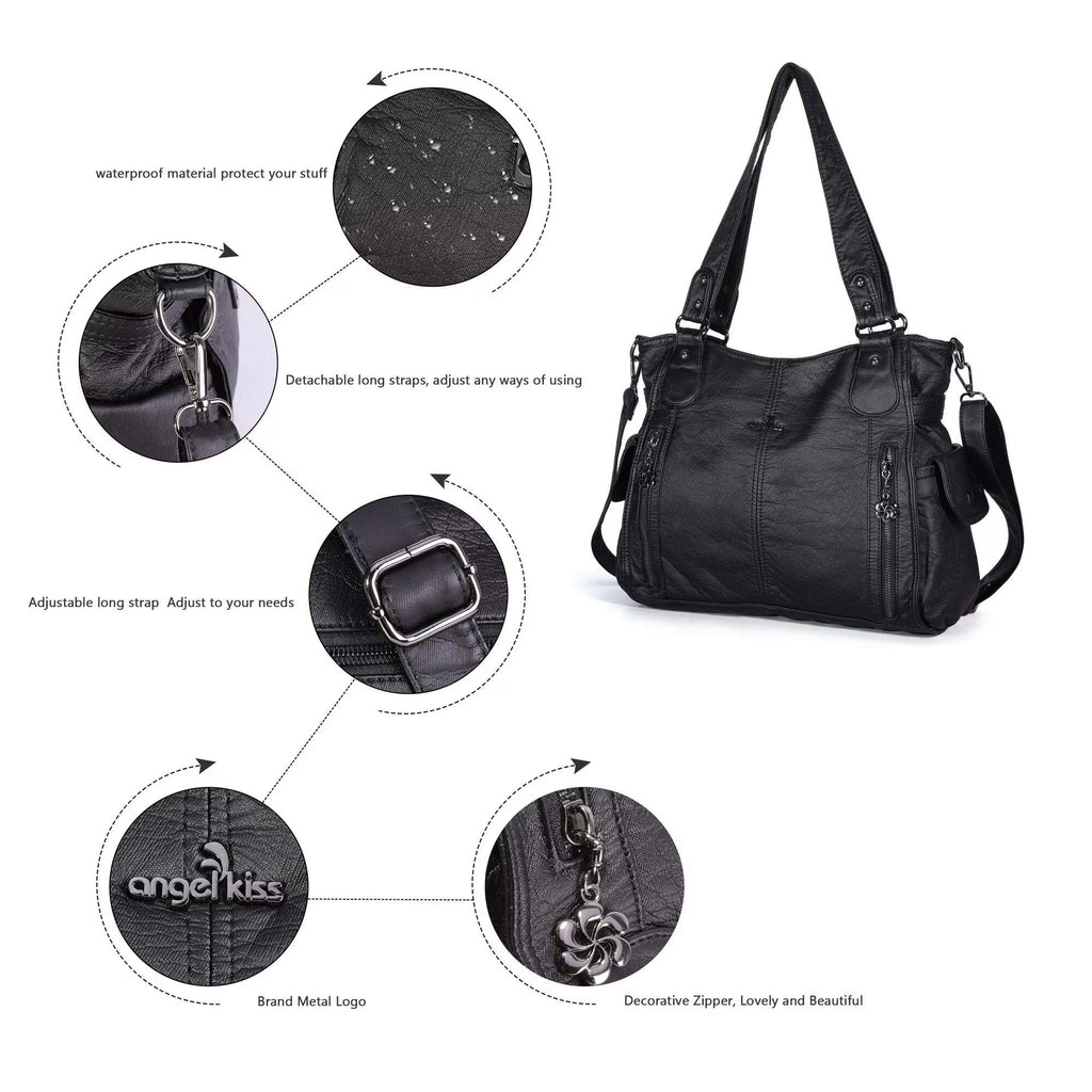 Bag It Women's Black Leopard Print Vegan Leather Hobo Bag