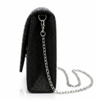 Bag It Women Black Frosted Satin Rhinestone Evening Clutch