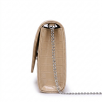 Bag It Women Nude Crocodile Vegan Patent Leather Clutch