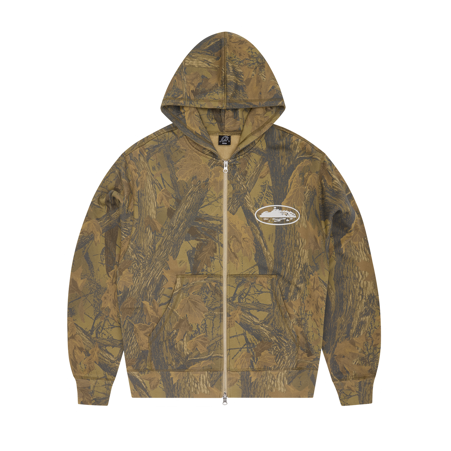 Corteiz Island Puff Print Zip Hoodie - Forest Camo