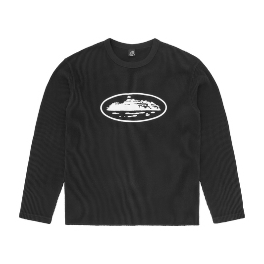 Corteiz Island Thermal Long Sleeve Shirt - Black