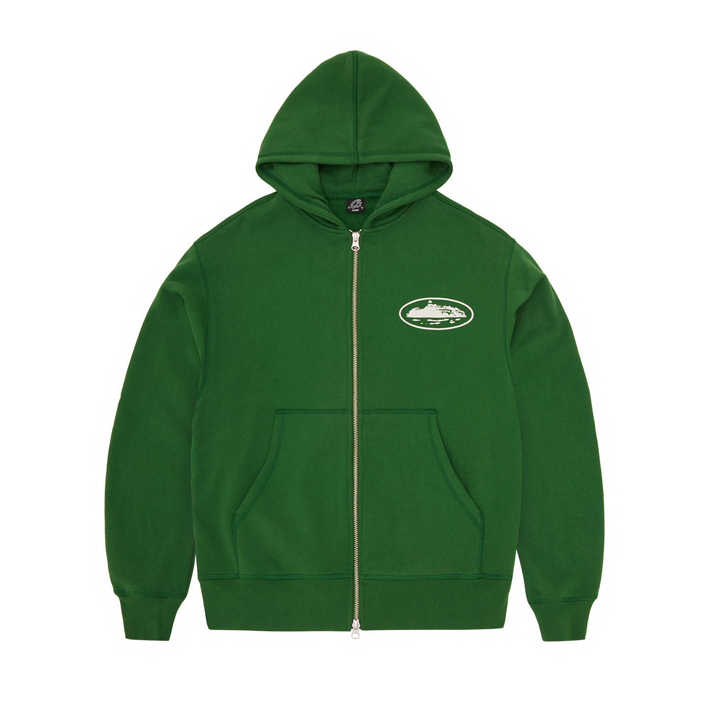 Corteiz Island Puff Print Zip Hoodie - Green