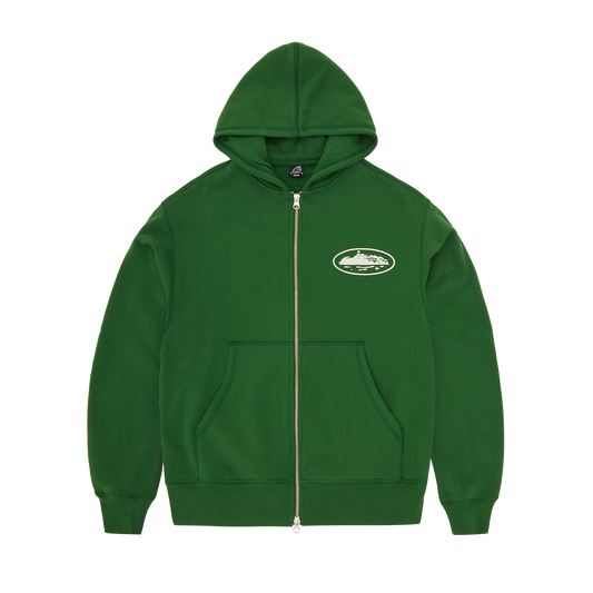 Corteiz Island Puff Print Zip Hoodie - Green