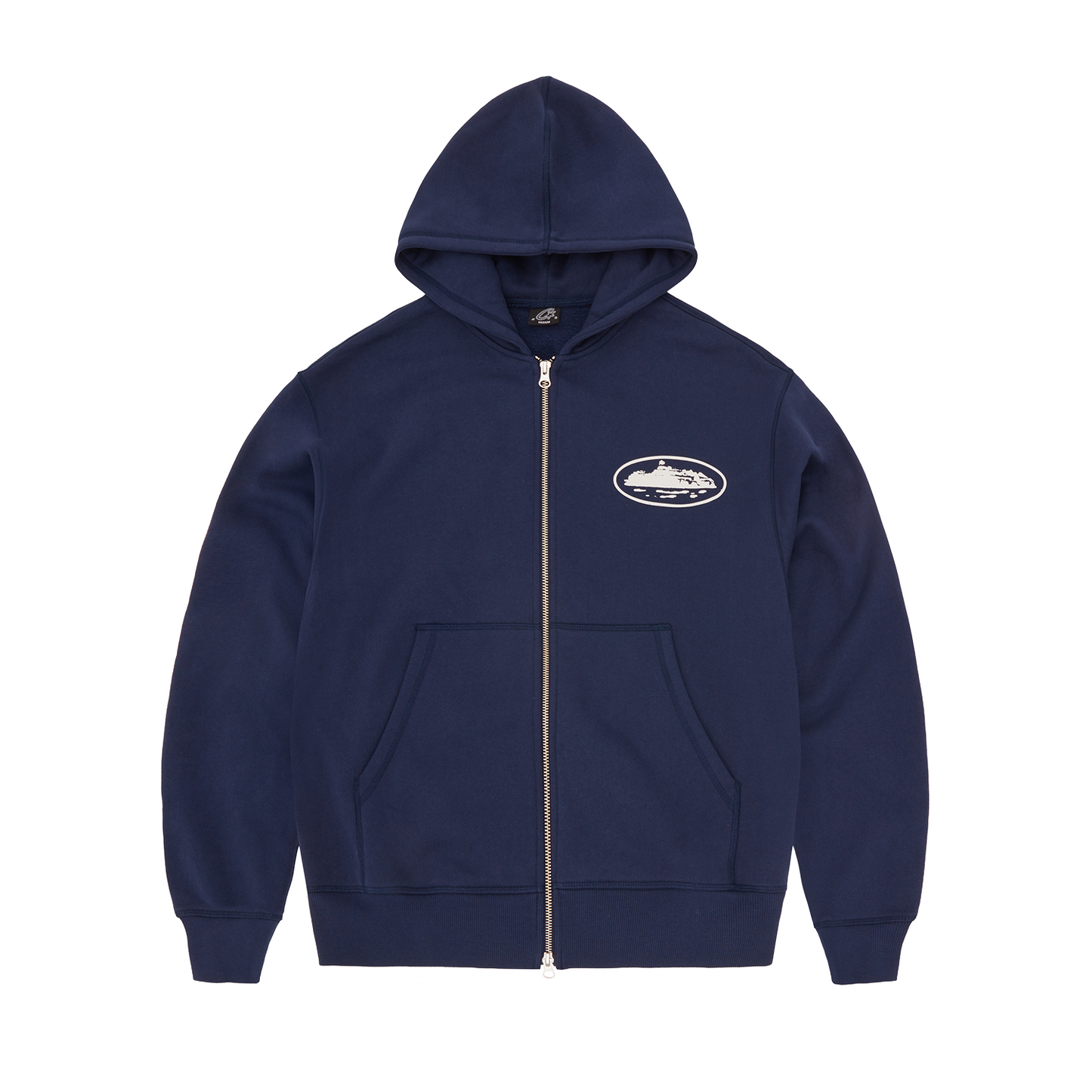Corteiz Island Puff Print Zip Hoodie - Navy