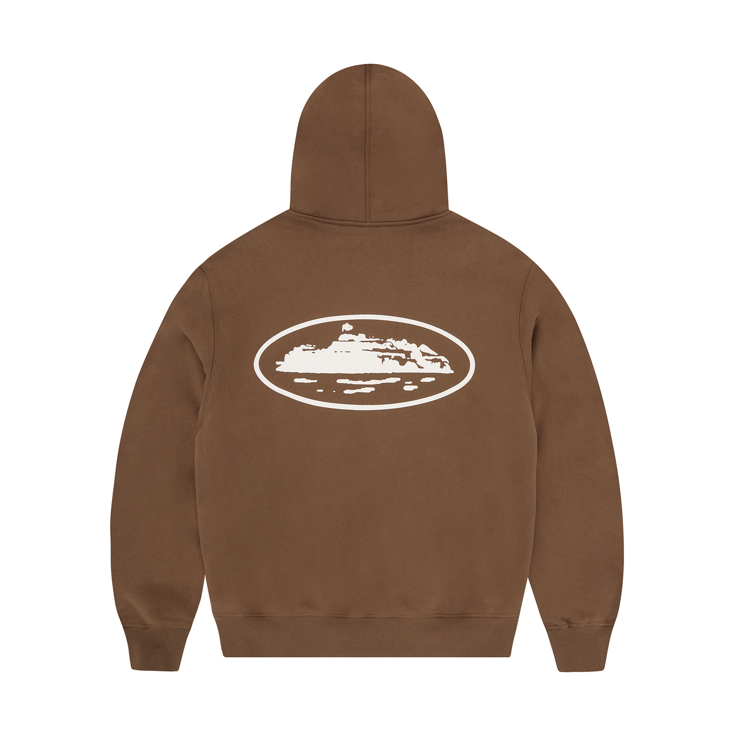 Corteiz Island Puff Print Zip Hoodie - Brown