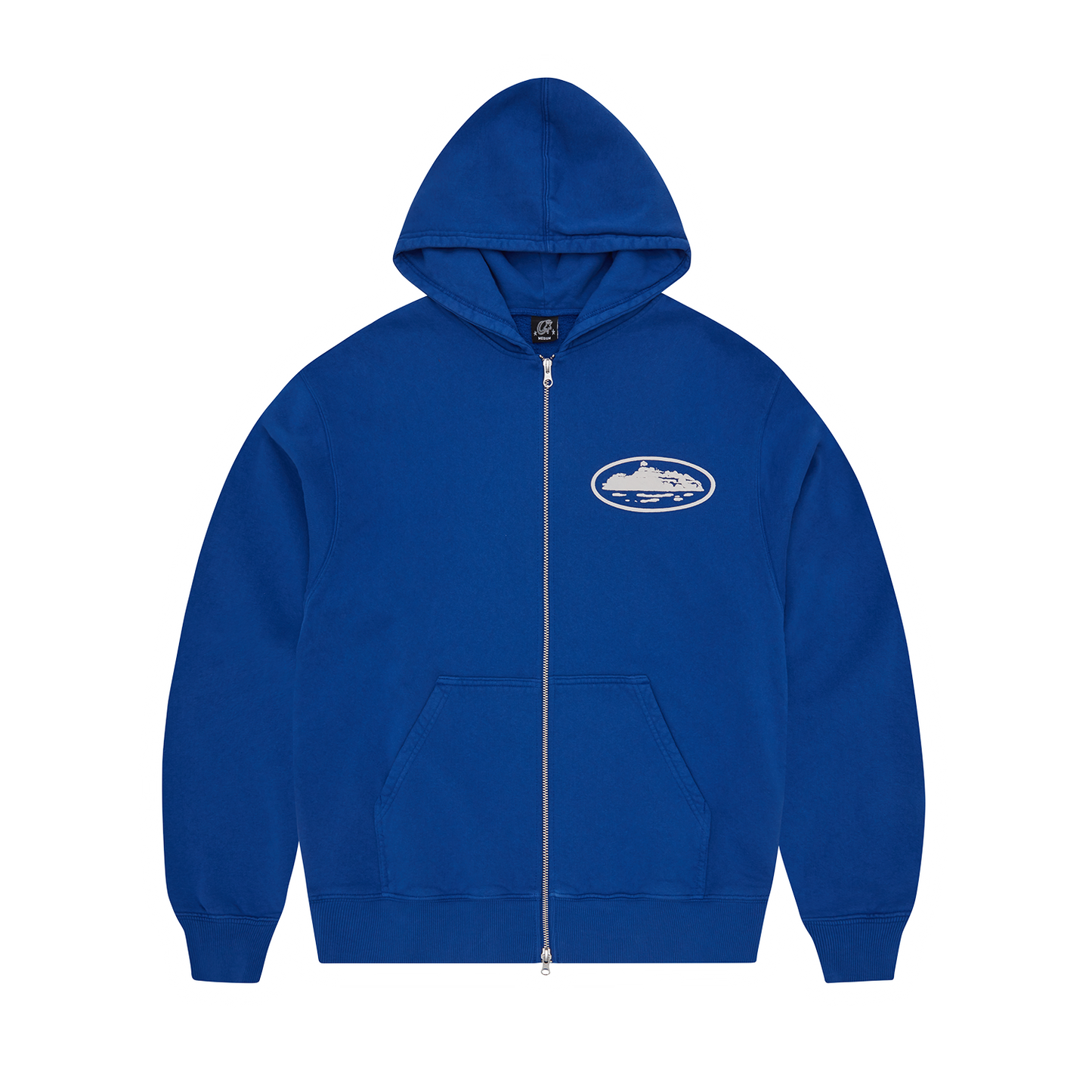 Corteiz Island Puff Print Zip Hoodie - Washed Royal