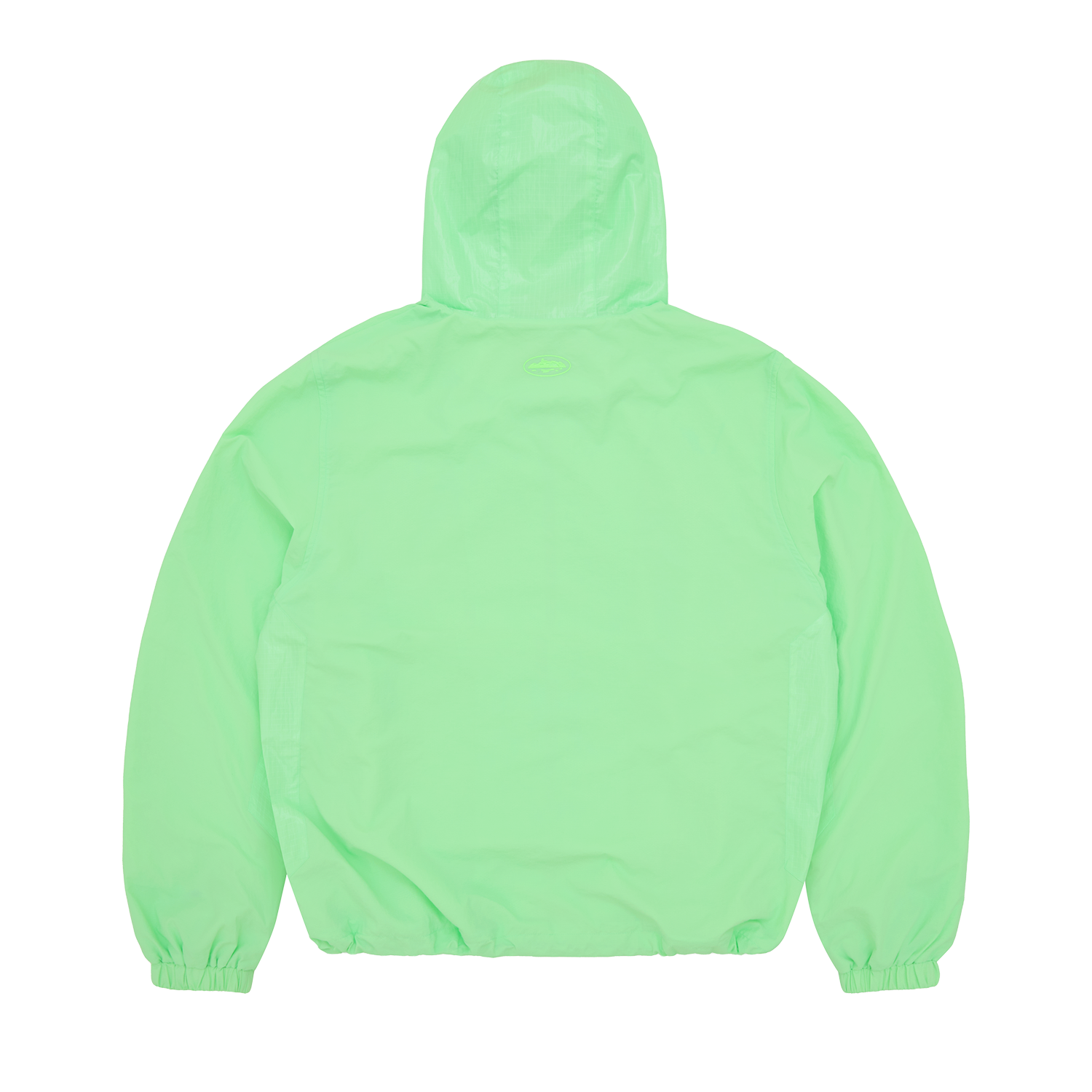 Corteiz Green Nylon Litework Quattro Jacket, back view showing side panel detailing
