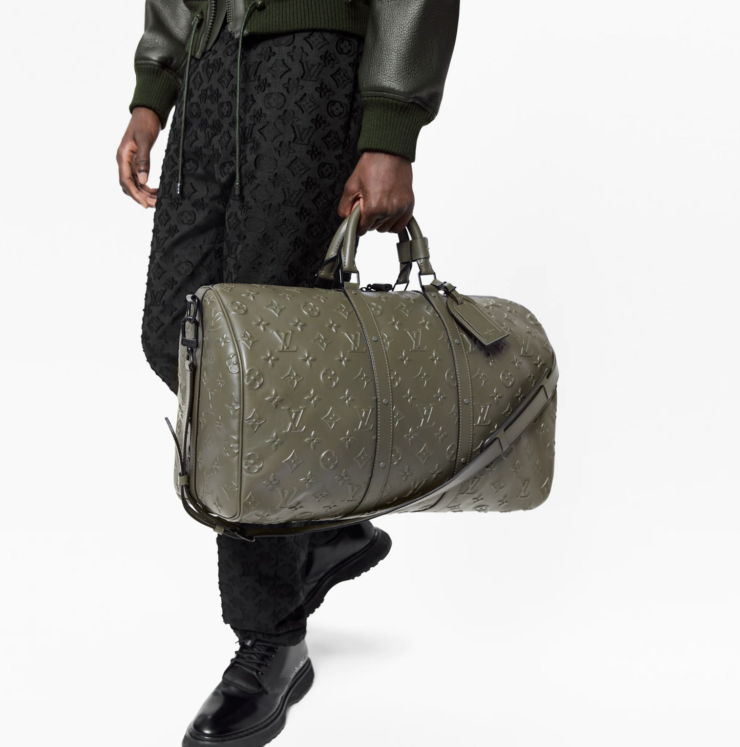 Louis Vuitton Keepall Bandoulière 50 M57963 Monogram Seal Leather Travel Bag