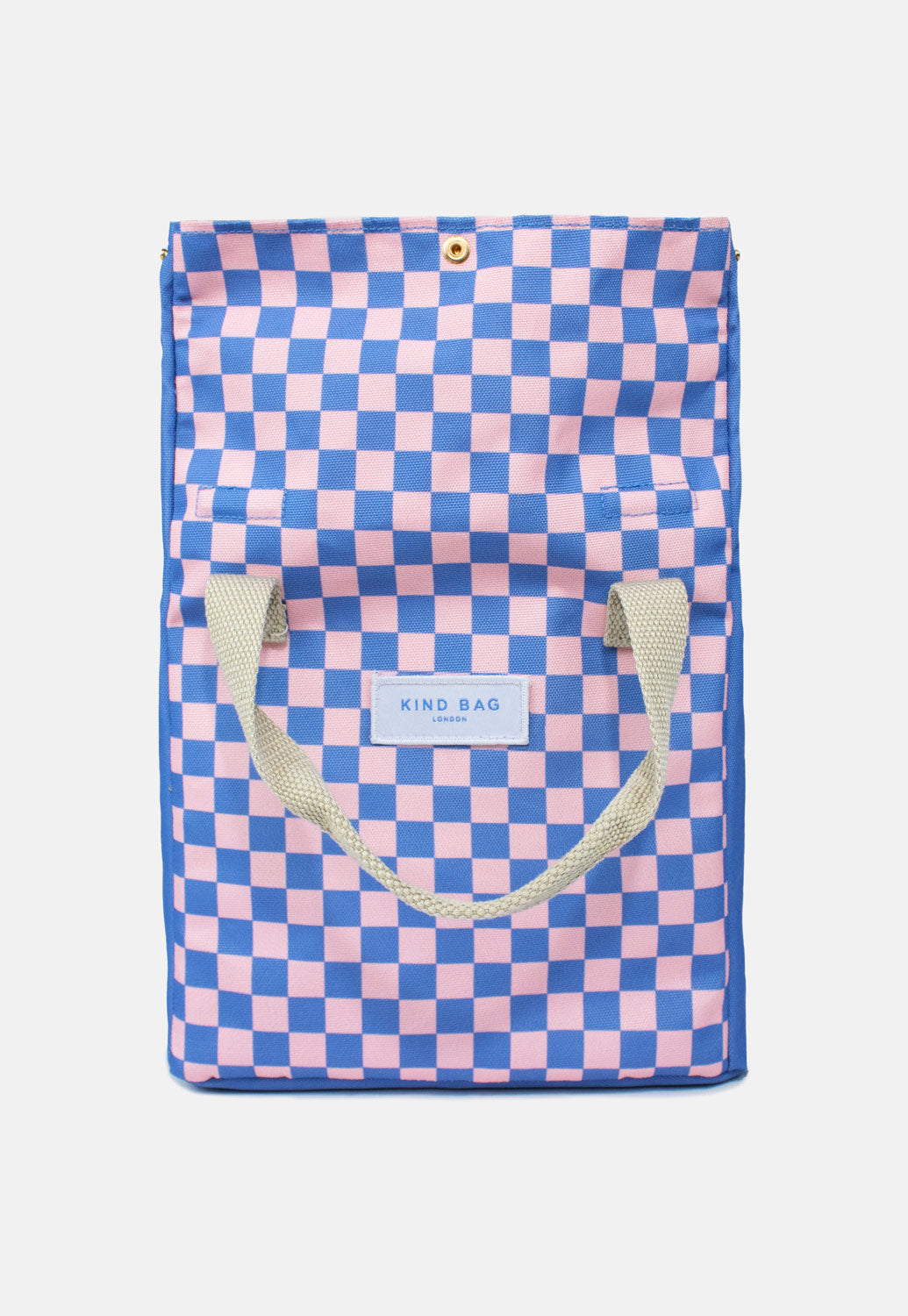 Bag It Checkerboard Blue & Pink Lunch Bag – Insulated Recycled Fabric