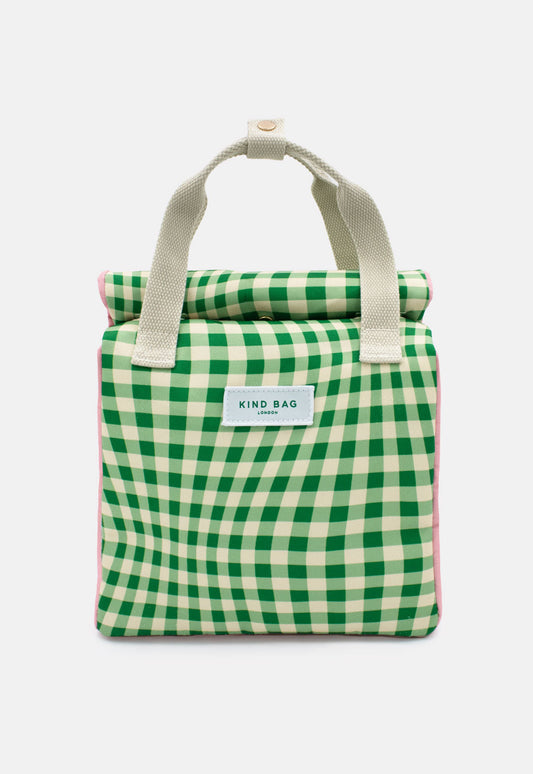 Bag It Distorted Gingham Green Lunch Bag – Insulated Recycled Fabric