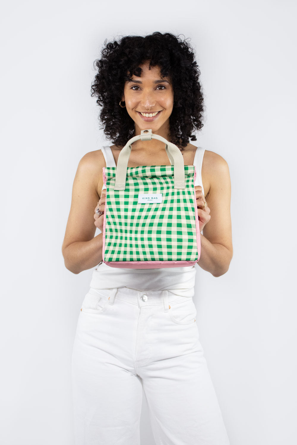 Bag It Distorted Gingham Green Lunch Bag – Insulated Recycled Fabric