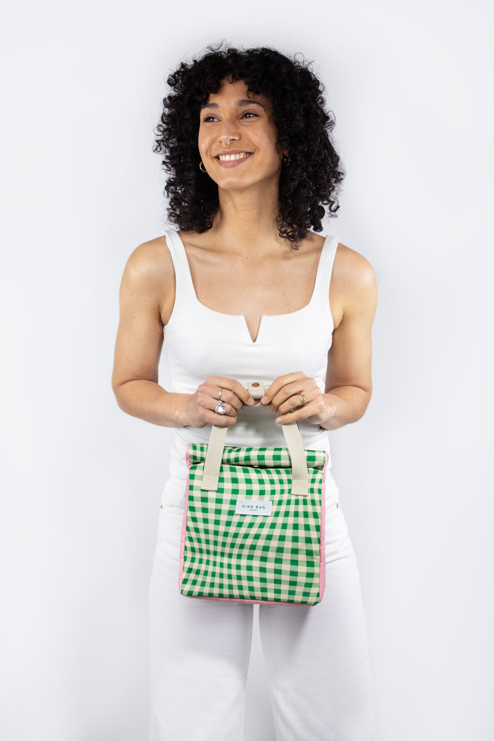 Bag It Distorted Gingham Green Lunch Bag – Insulated Recycled Fabric
