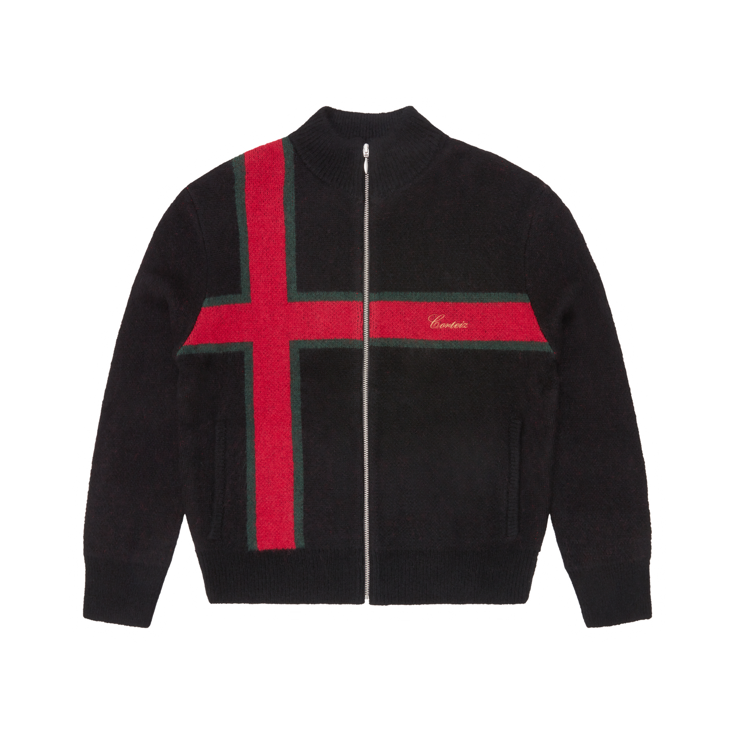 Corteiz Lux Knit Zip Up Jacket - Black