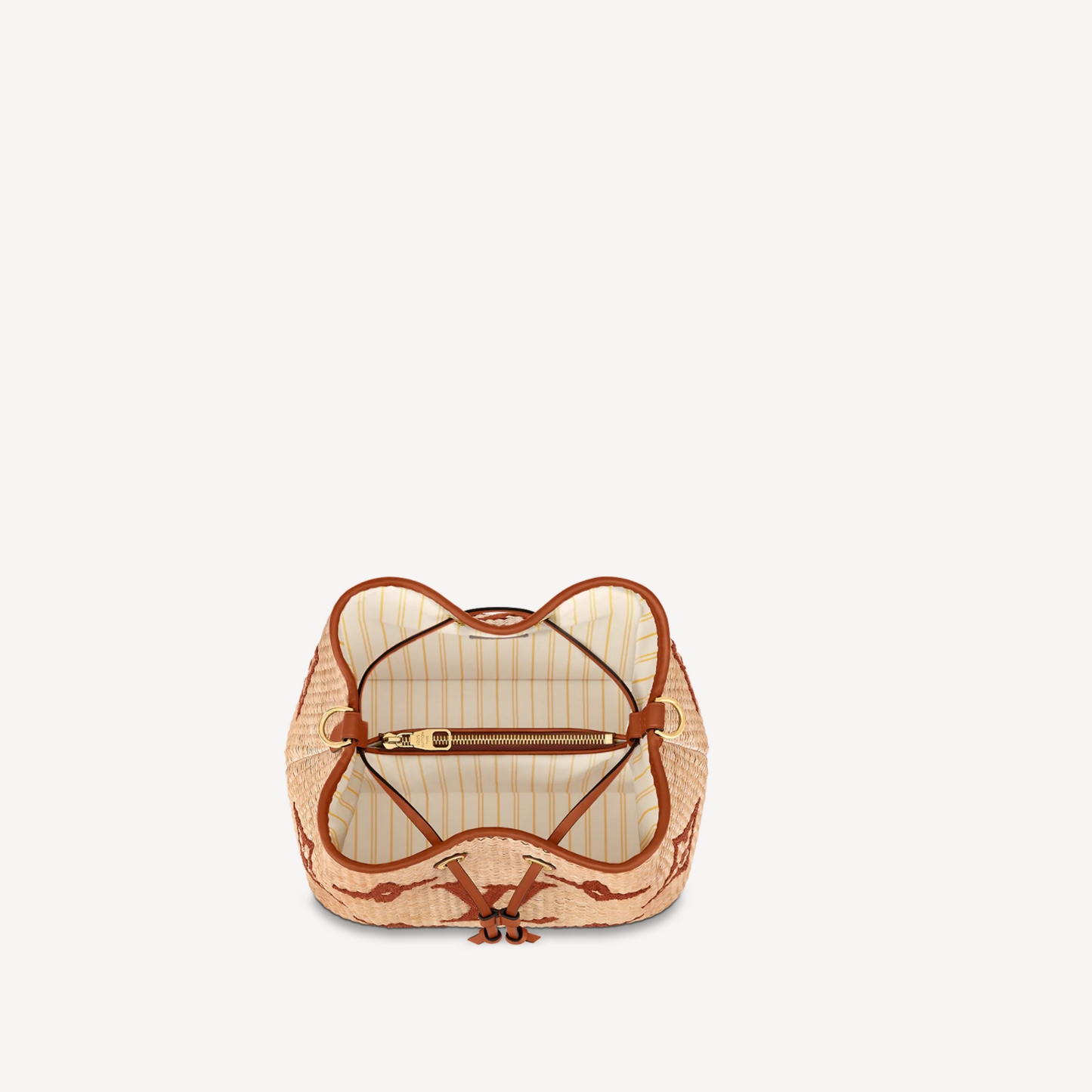 Louis Vuitton NeoNoe MM Raffia Monogram Bucket Bag M57704 Caramel Tan Beige