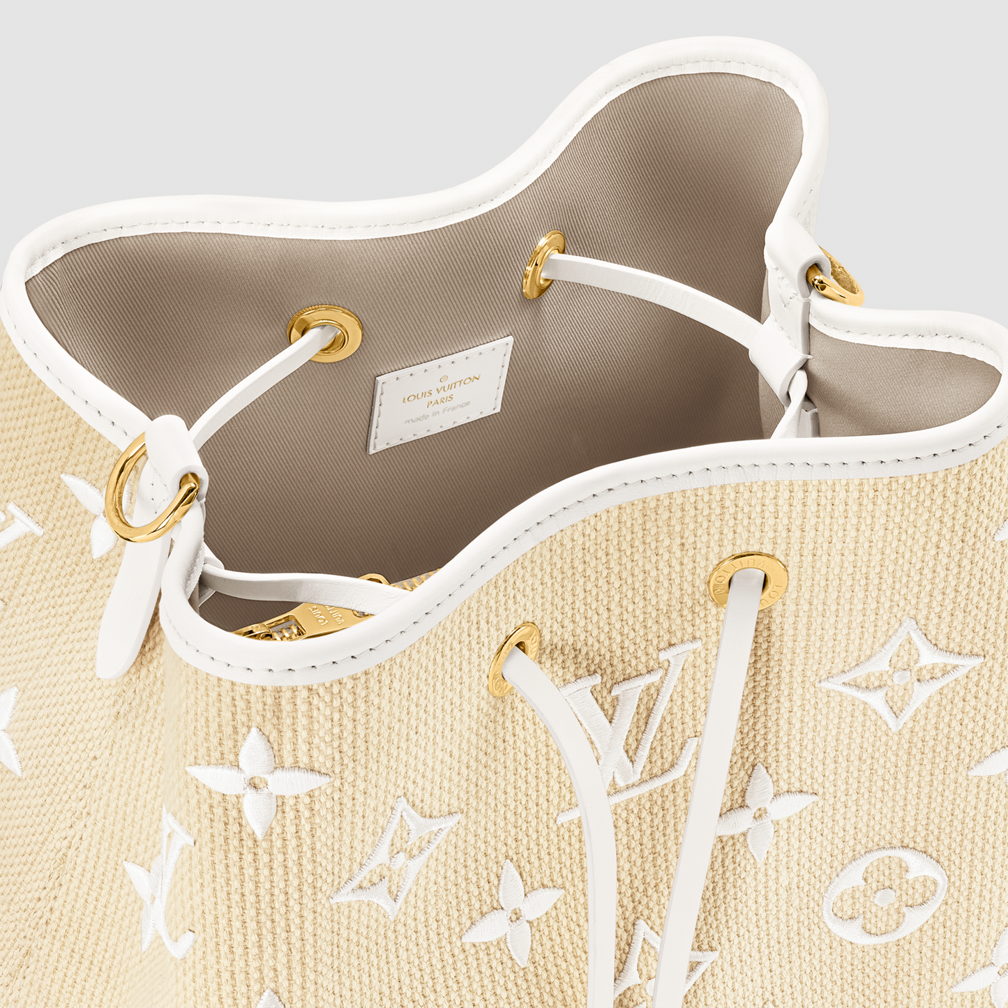Louis Vuitton NeoNoe MM White Monogram Cotton Bucket Bag M22852