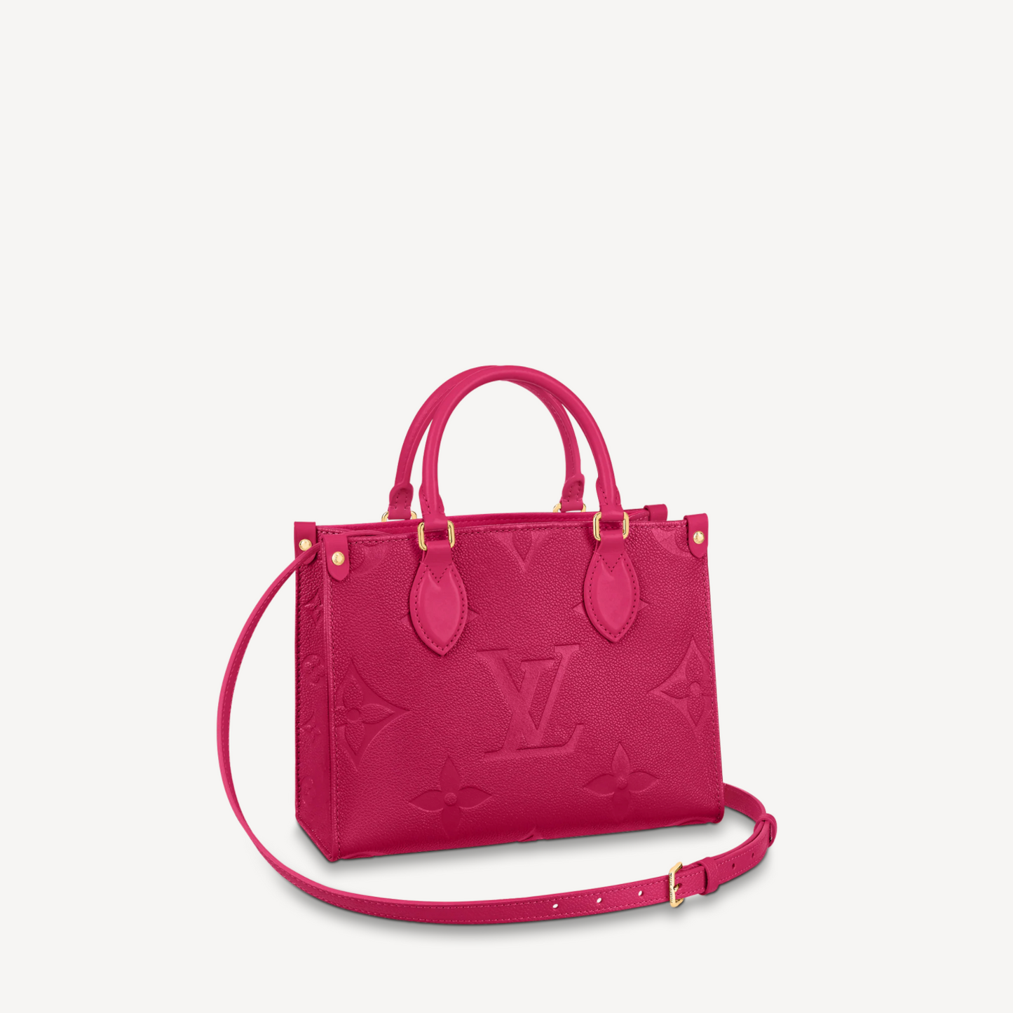Louis Vuitton Fuchsia Embossed Grained Leather On-the-Go Tote Bag