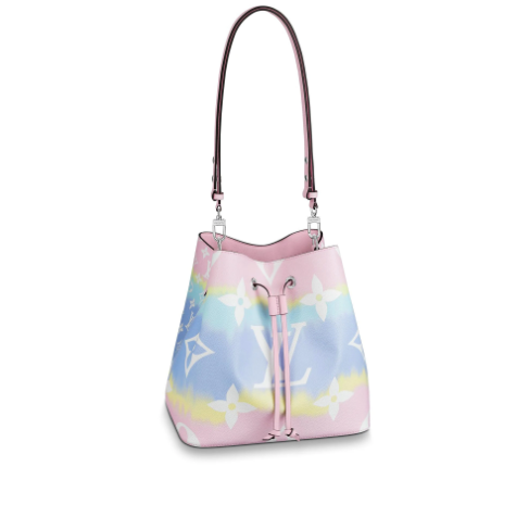 Colorful handbag with a drawstring on a white background