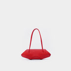 Bag It Elizabeth Mini Pebbled Leather Baguette Bag – Red