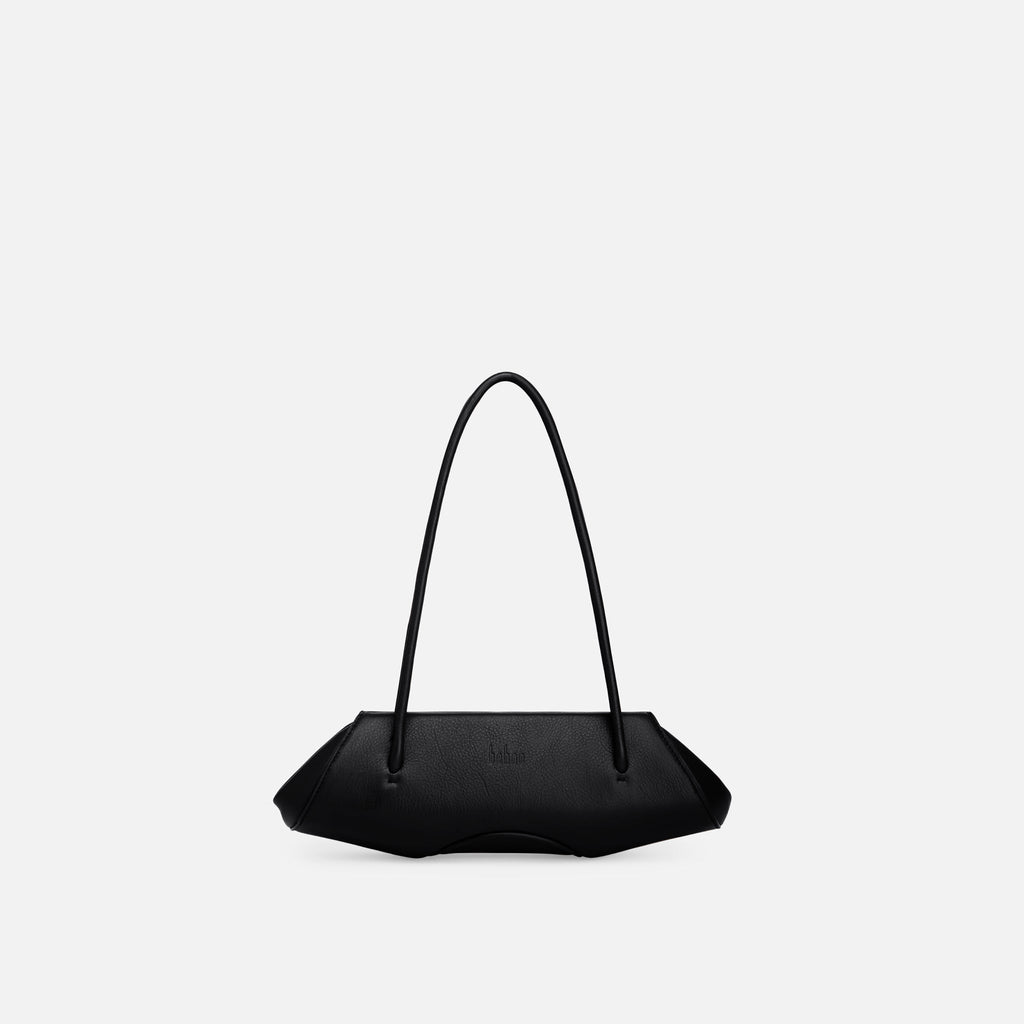 Bag It Elizabeth Mini Pebbled Leather Baguette Bag – Black