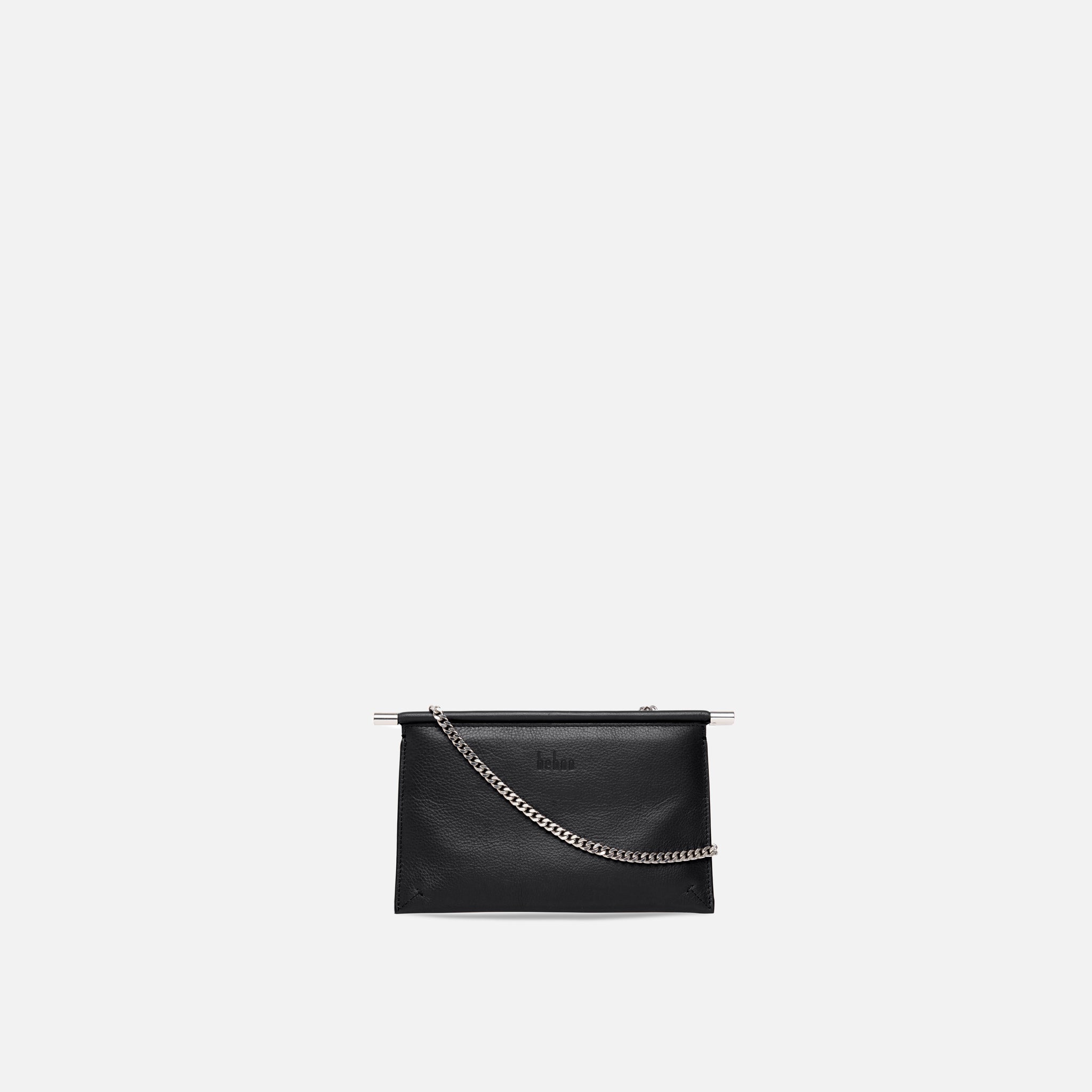 Bag It Frida Mini Milled Leather Crossbody Clutch – Black
