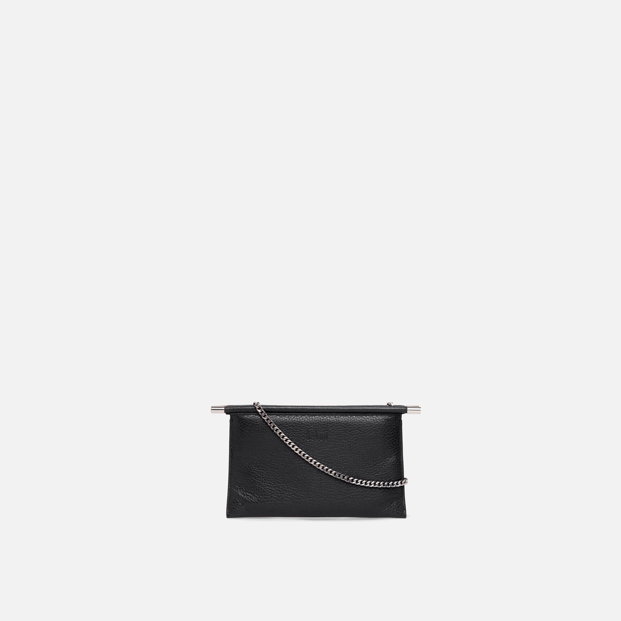 Bag It Frida Mini Pebbled Leather Crossbody Clutch – Black