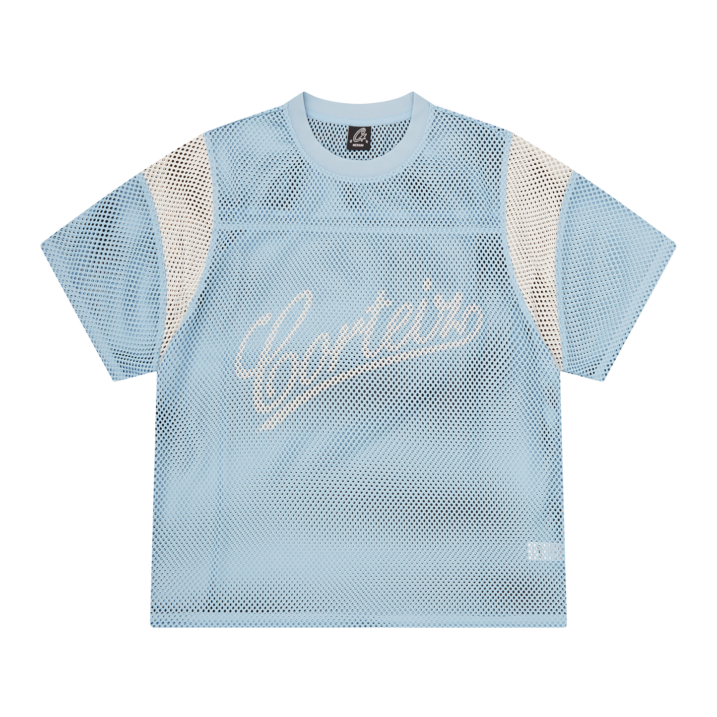 Corteiz Open Mesh Panel Jersey Shirt - Baby Blue/White
