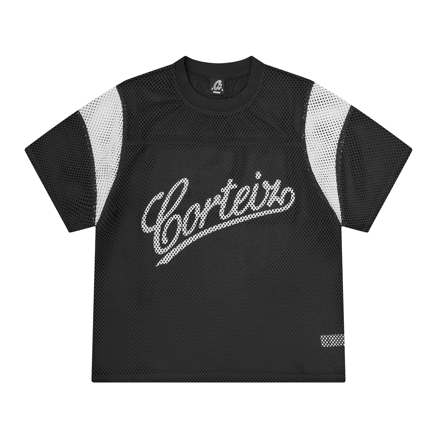 Corteiz Open Mesh Panel Jersey Shirt - Black/White