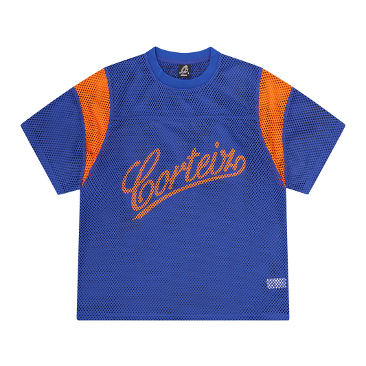 Corteiz Open Mesh Panel Jersey Shirt - Blue/Orange