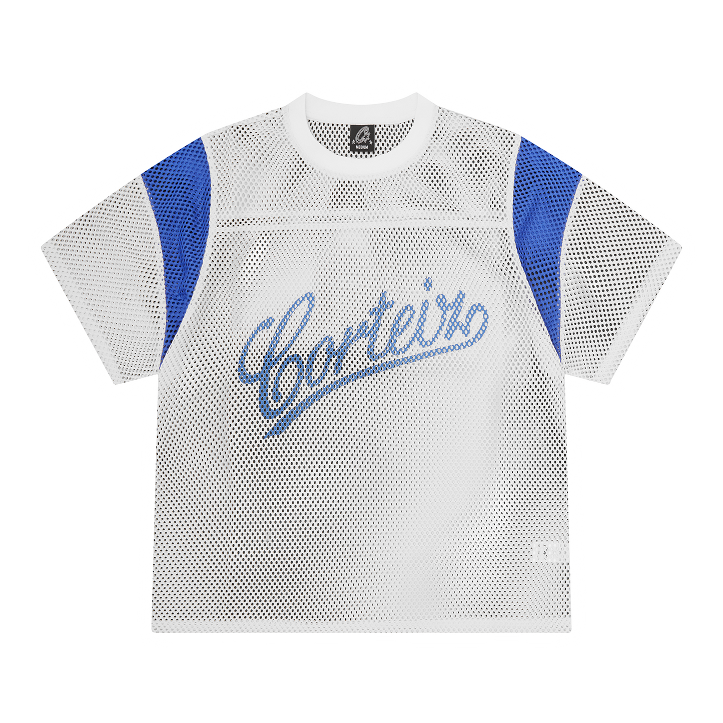 Corteiz Open Mesh Panel Jersey Shirt - White/Blue