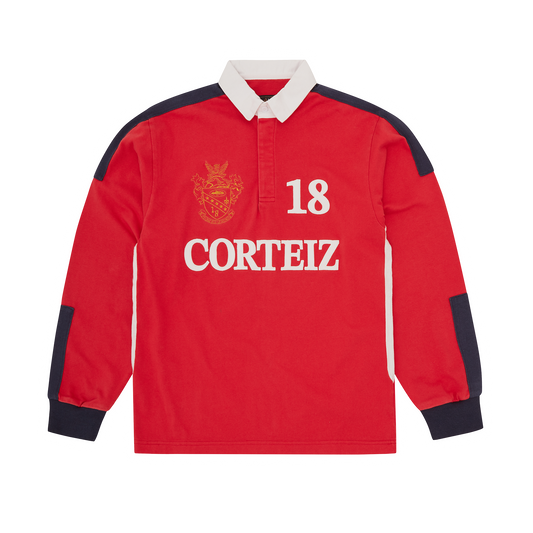 Corteiz Panelled Rugby Shirt - Red