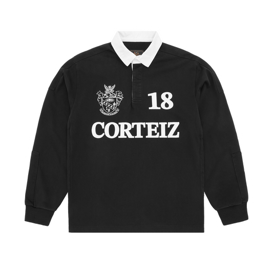 Corteiz Panelled Rugby Shirt - Black