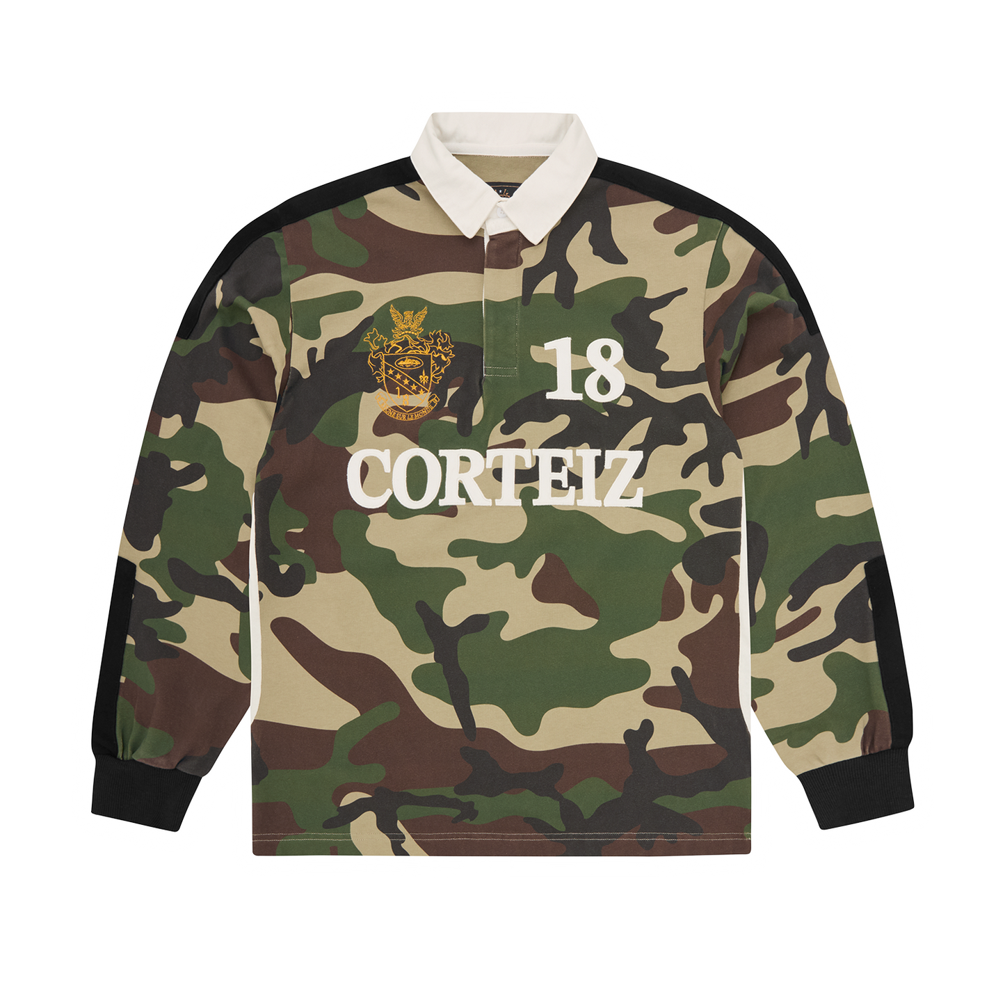 Corteiz Panelled Rugby Shirt - Woodland Camo