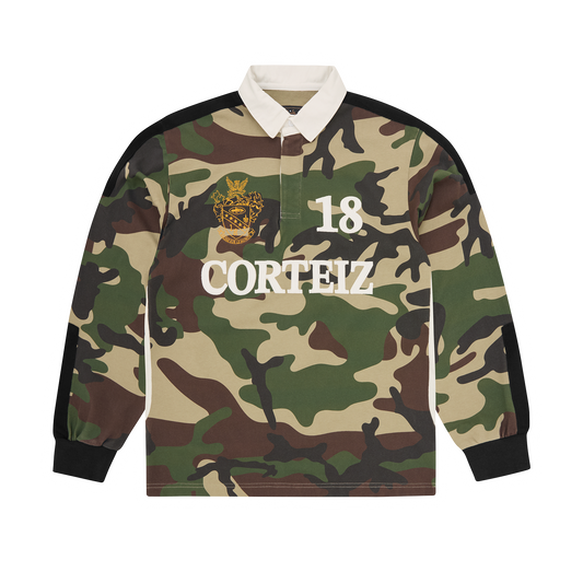 Corteiz Panelled Rugby Shirt - Woodland Camo