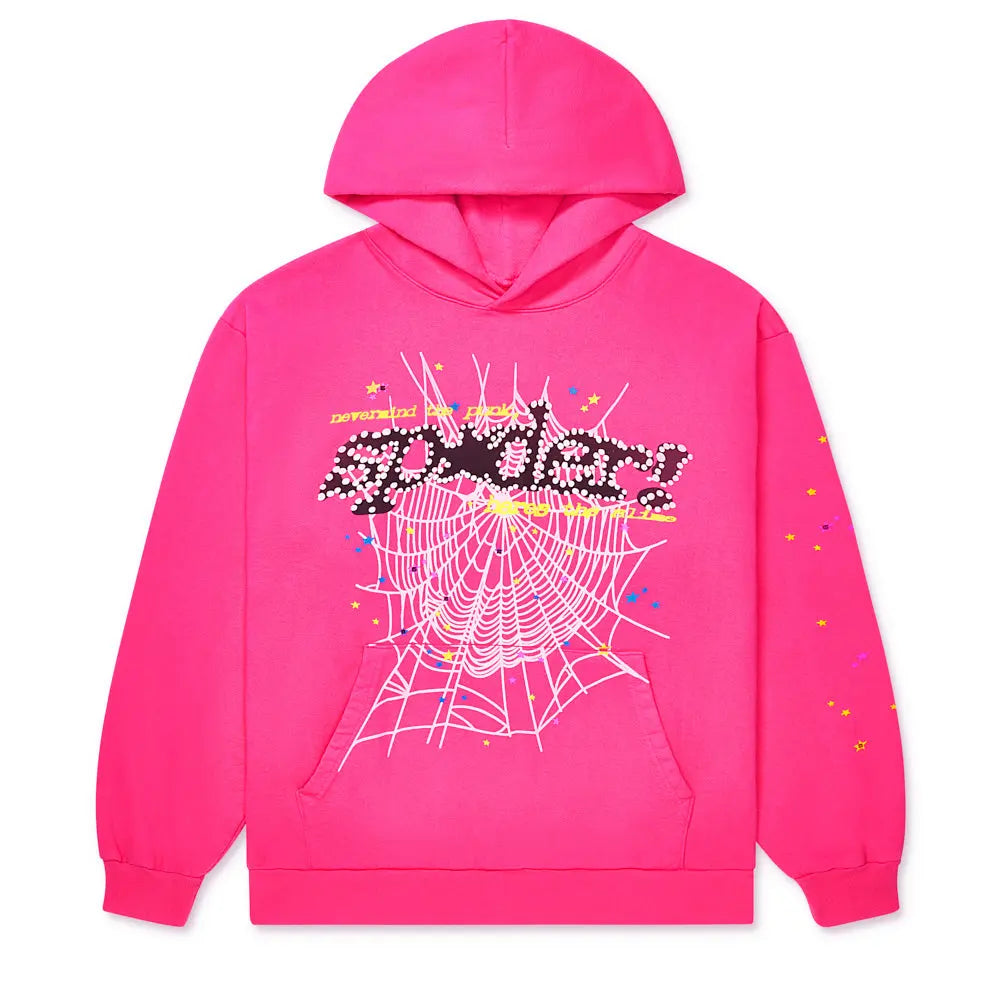 SP5DER Punk V2 Graphic Hoodie - Magenta - Front View