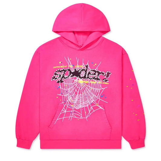 SP5DER Punk V2 Graphic Hoodie - Magenta - Front View