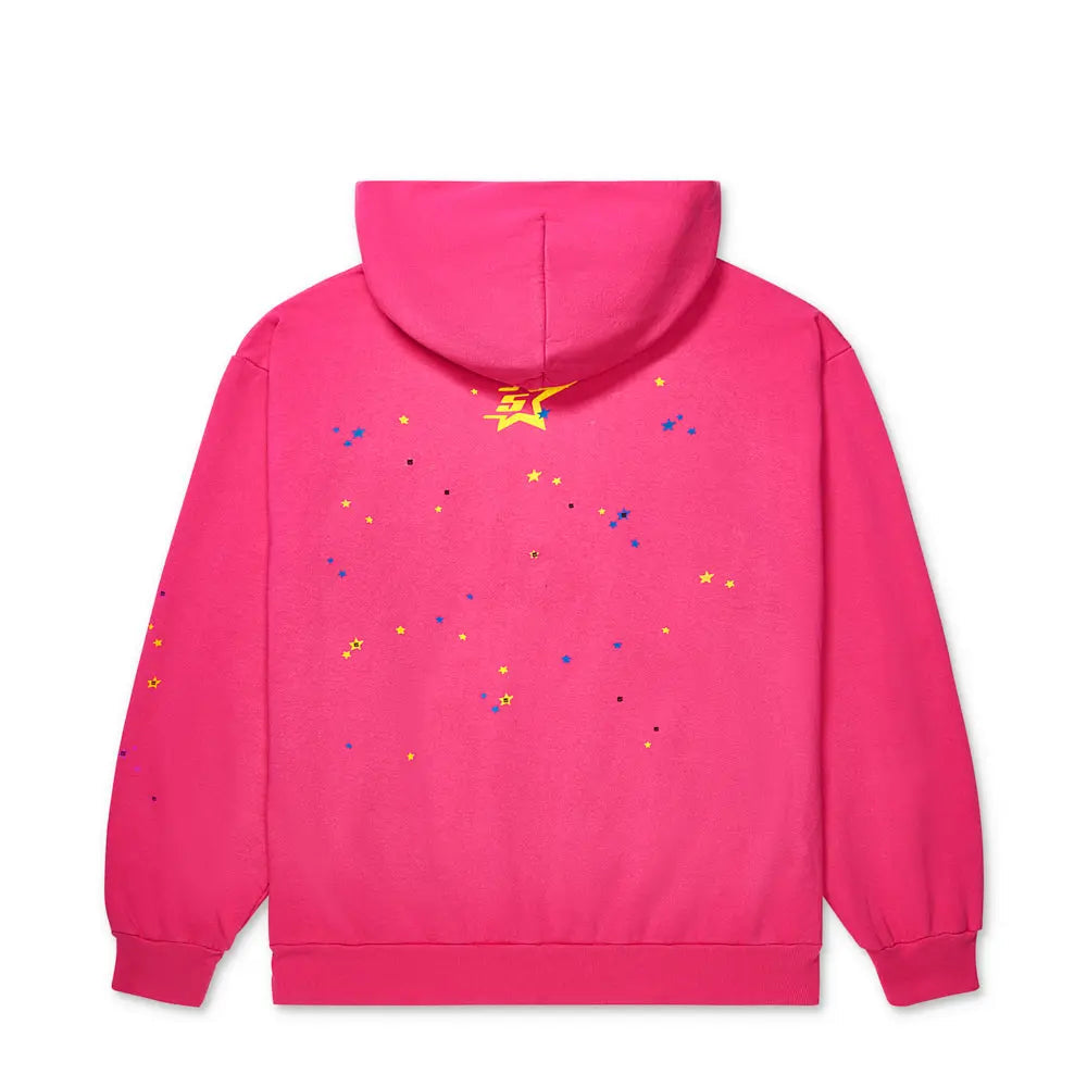 SP5DER Punk V2 Graphic Hoodie - Magenta - Back View