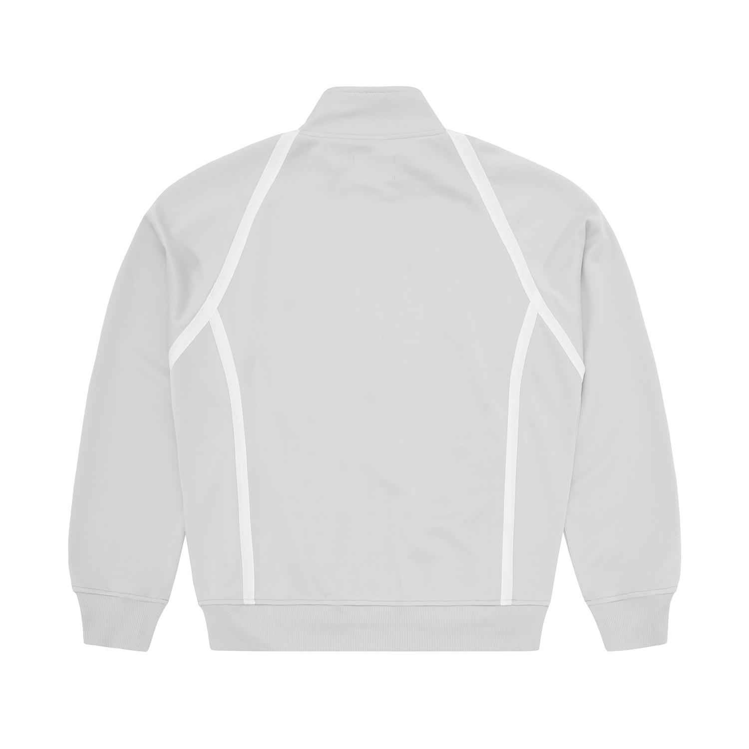 Corteiz Grey Poly Tricot Consigliere Track Jacket, back view showing woven taping detail