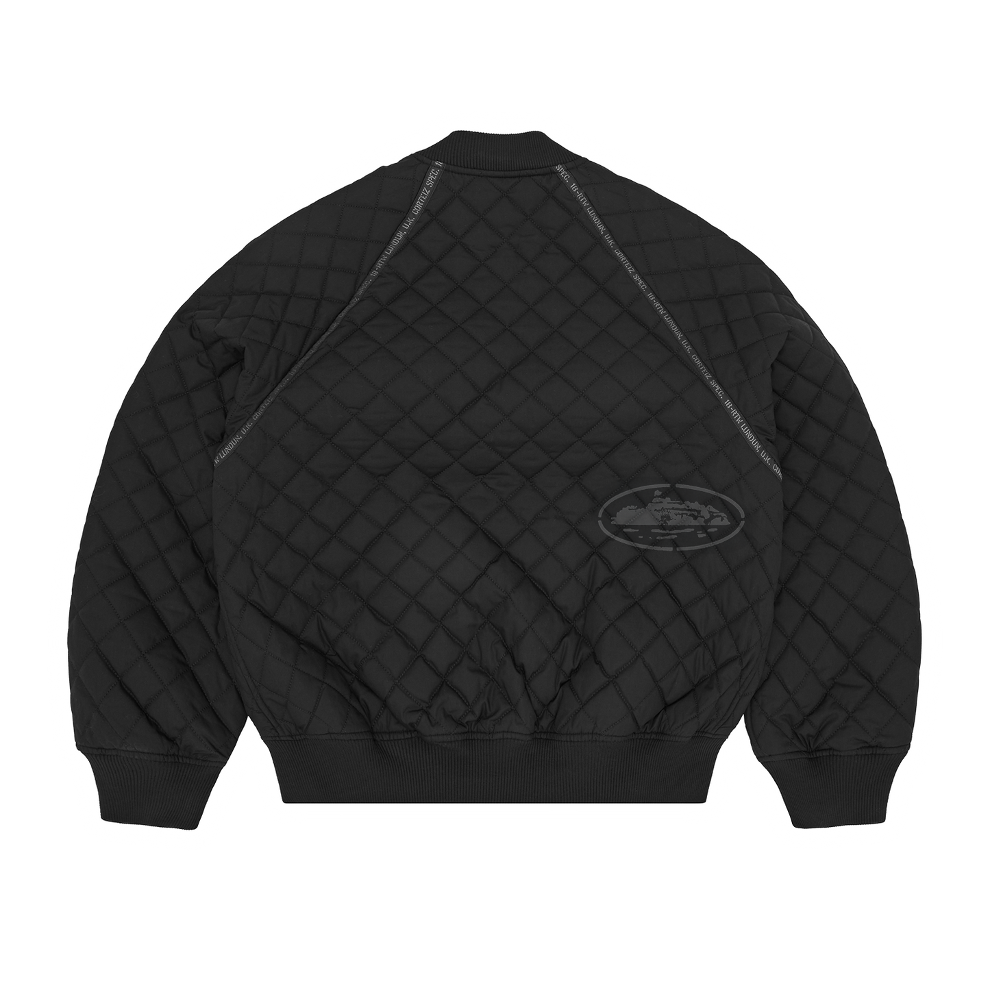 Corteiz Black Quilted Cotton Exchange Bomber Jacket