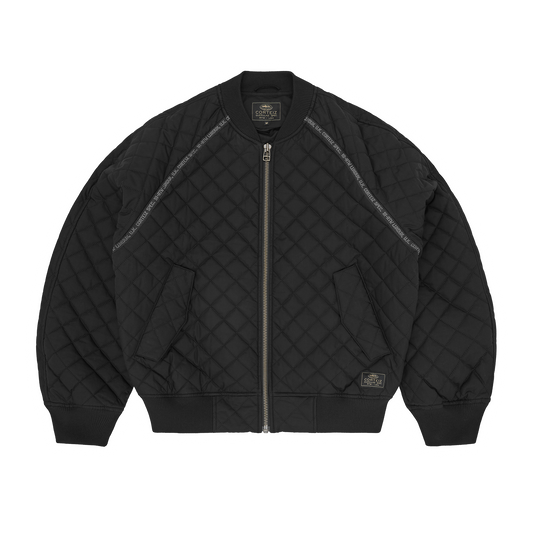 Corteiz Black Quilted Cotton Exchange Bomber Jacket