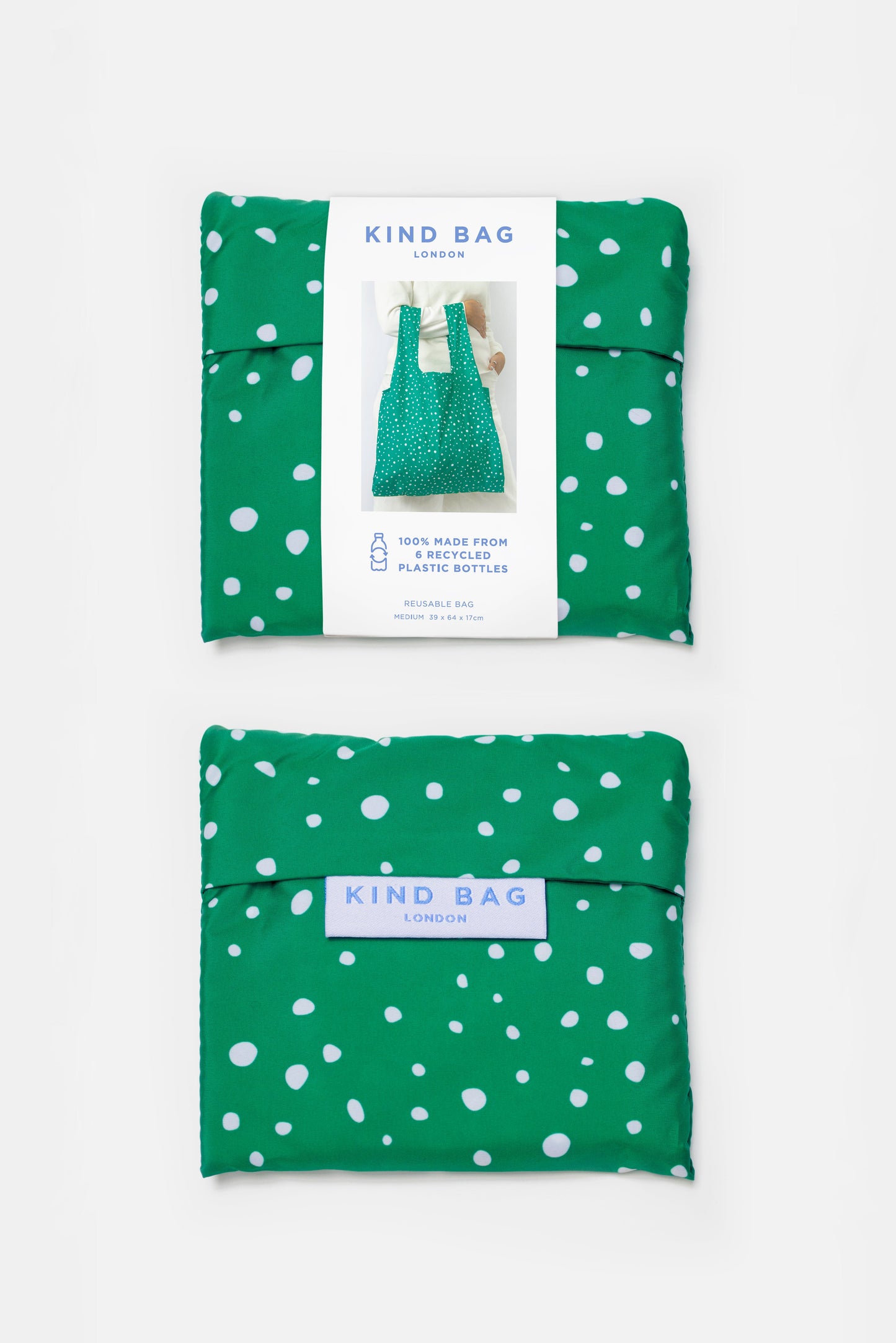 Bag It Polka Dots Medium Reusable Bag – Recycled Foldable Tote