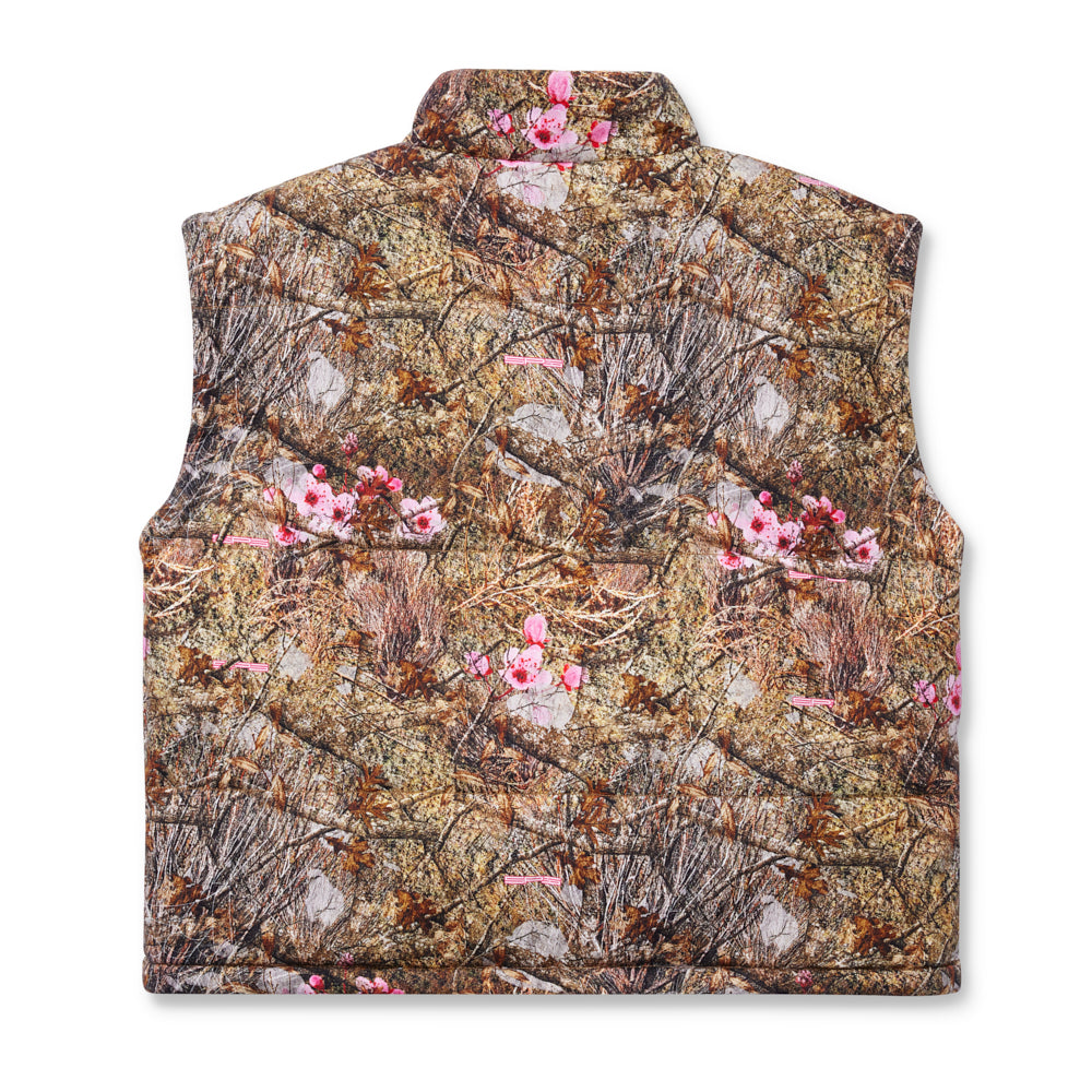 Back view of SP5DER Real Tree Puffer Vest in Green