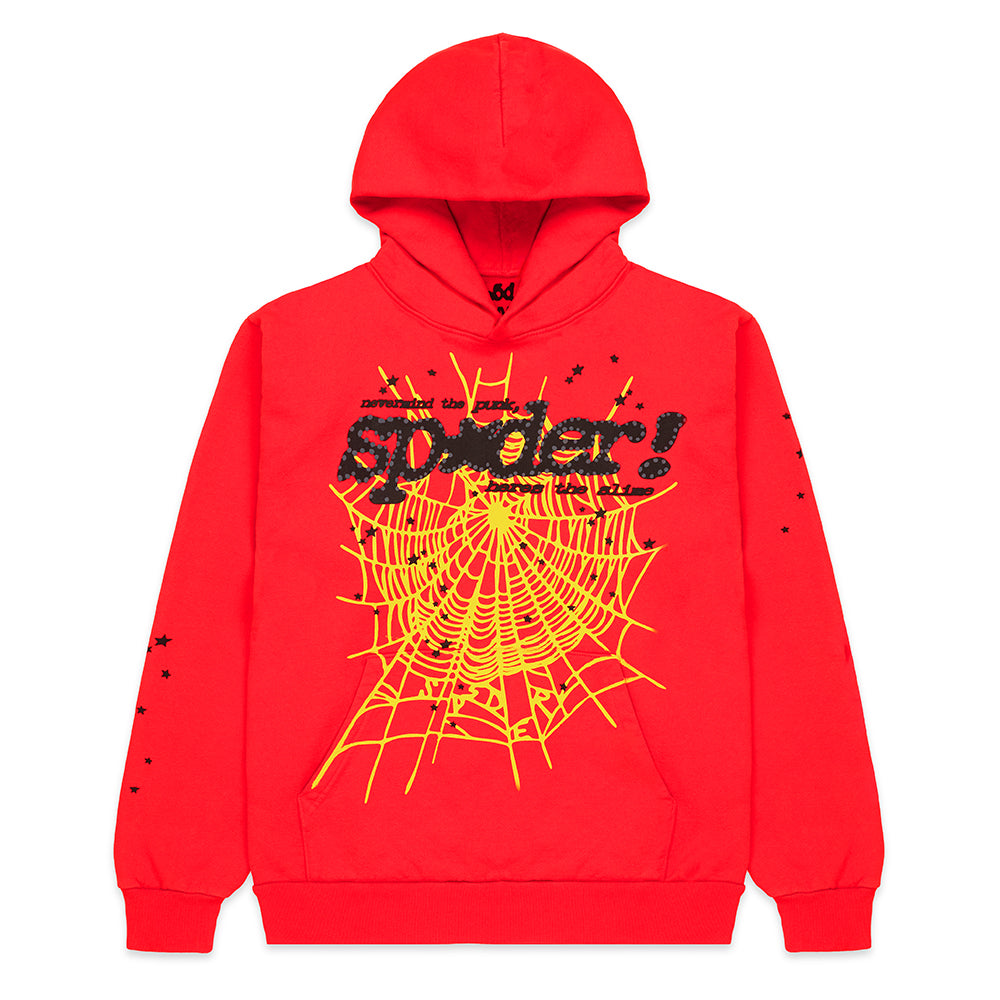 SP5DER Punk V2 Graphic Hoodie - Red - Front View