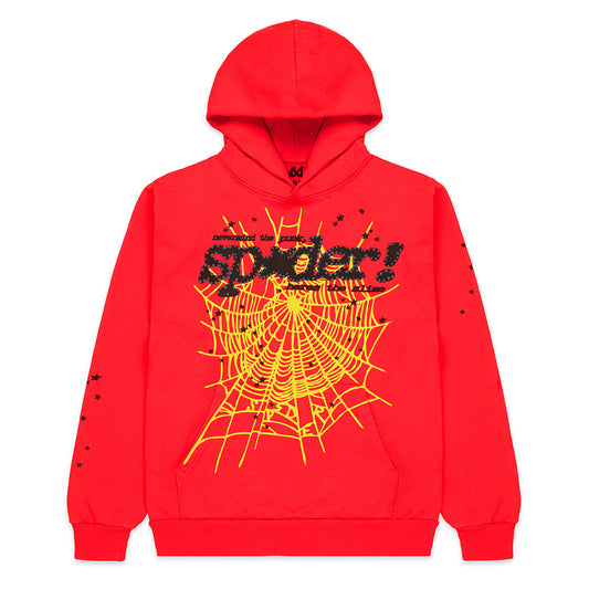 SP5DER Punk V2 Graphic Hoodie - Red - Front View