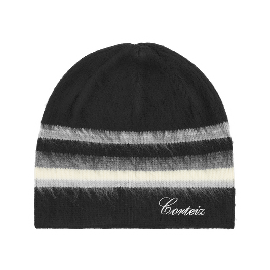 Corteiz Multi Stripe Knit Beanie - Black