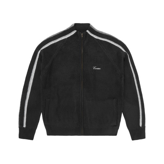 Corteiz Multi Stripe Knit Zip Up - Black