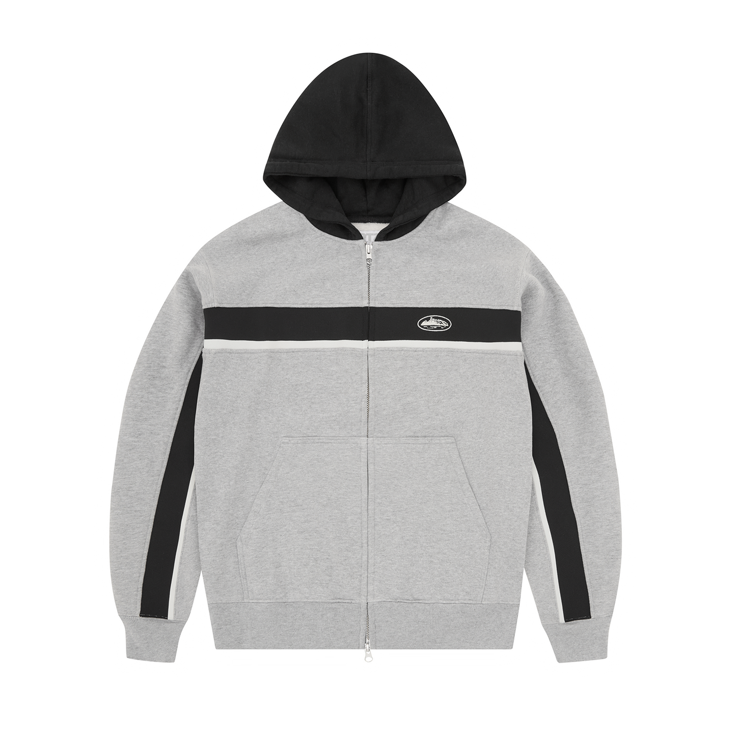 Corteiz Ribbed Sporteiz Zip Hoodie - Heather Grey