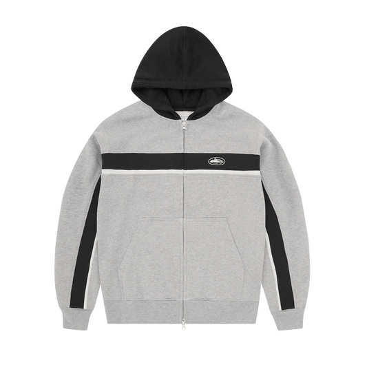 Corteiz Ribbed Sporteiz Zip Hoodie - Heather Grey