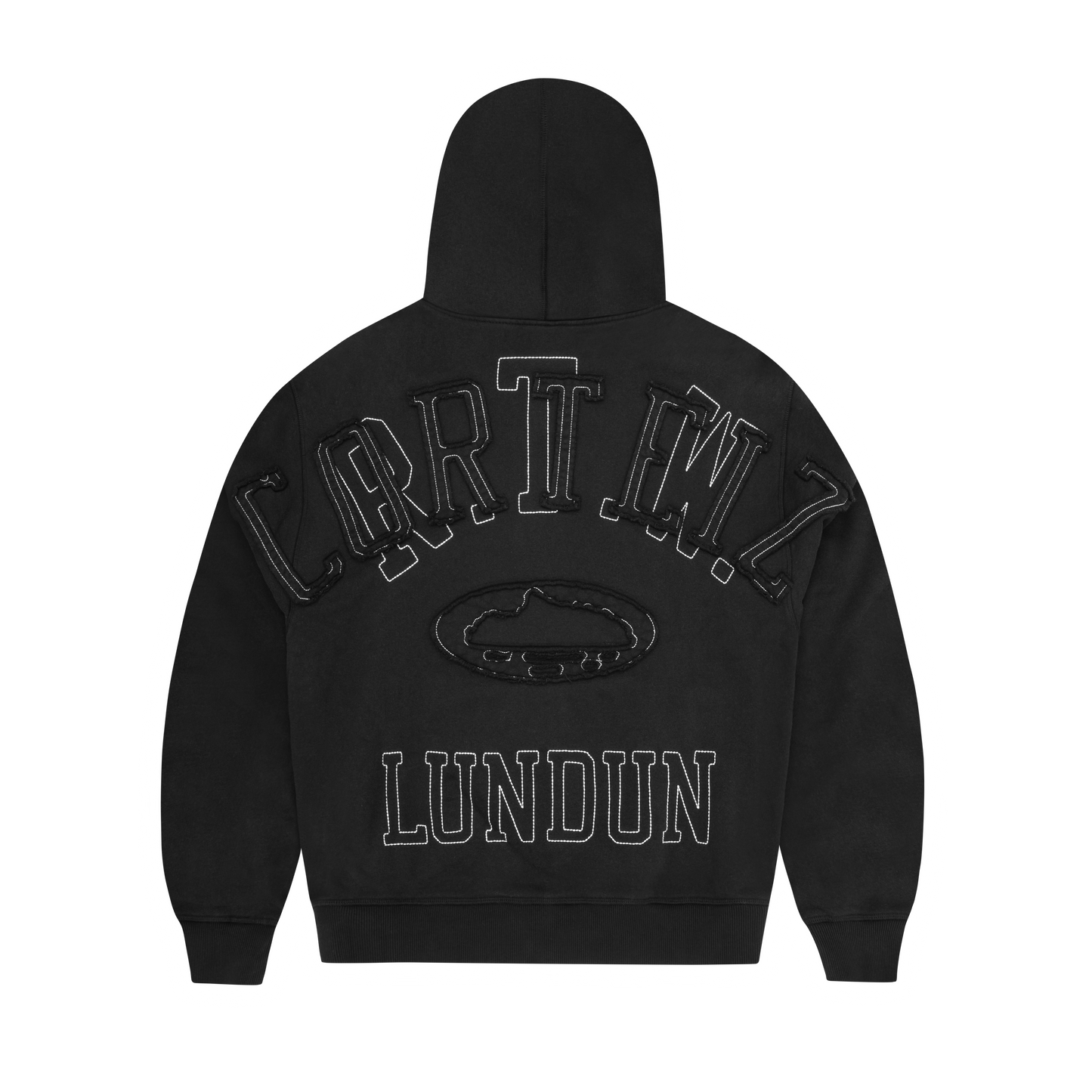 Corteiz Lundun Stitch Zip Hoodie - Triple Black